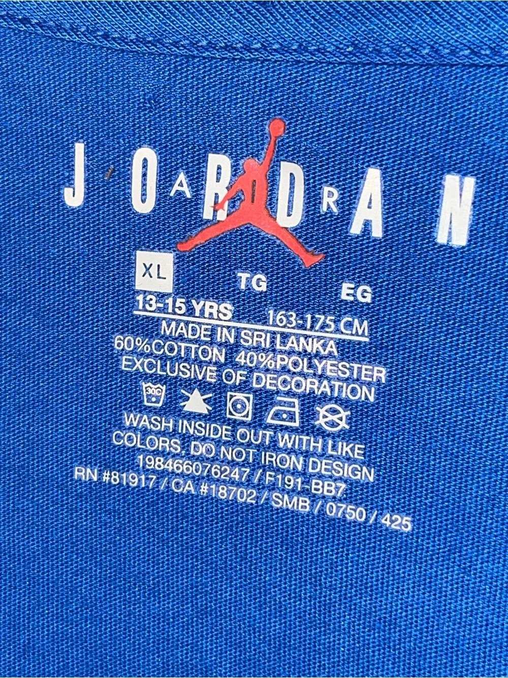 $28 Nike AIR JORDAN FLIGHT JUMPMAN T- Shirt BOYS Short Sleeve BLUE XL Basketball